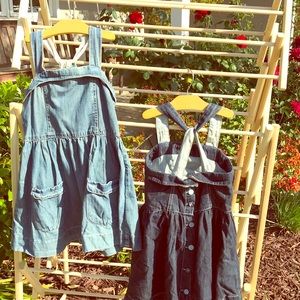 Upscale jean rompers - kids size 6. Like new